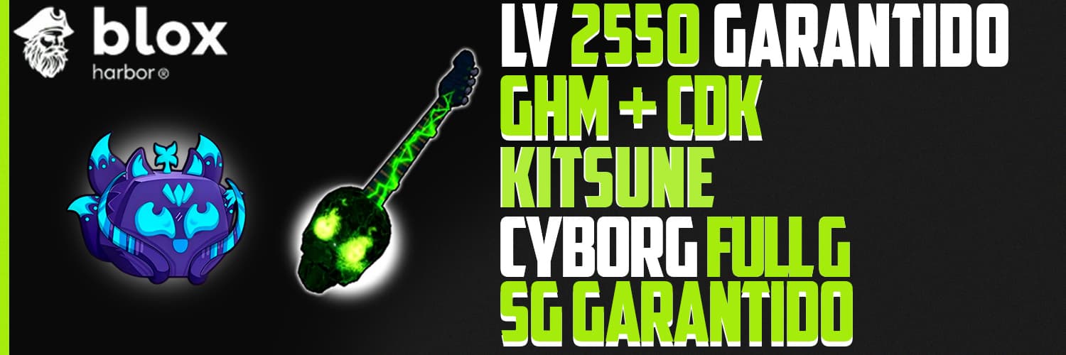 Banner da conta 'LV 2550 + GHM + SG + CDK + KITSUNE ___ CYBORG FULL GEAR'